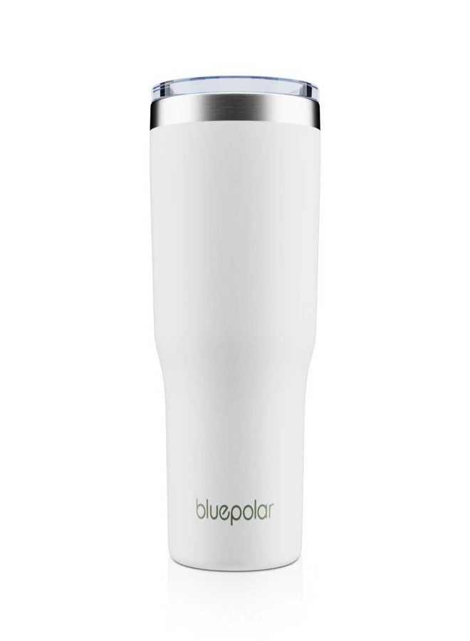 BLUEPOLAR كوب قهوة حراري سعة 20 أونصة، كوب معزول، كوب محمول مع غطاء وماصة، كوب ماء للسفر من الفولاذ المقاوم للصدأ للمشروبات الباردة والساخنة/الماتشا/العصير، هدية مثالية لأعياد الميلاد/رأس السنة/الكريسماس (أبيض) - Image 1